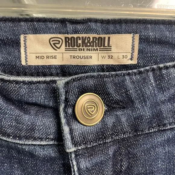 Rock & Roll Denim Cowgirl Leather Patch Trouser Jeans Size 32 Western Country - Picture 4 of 9